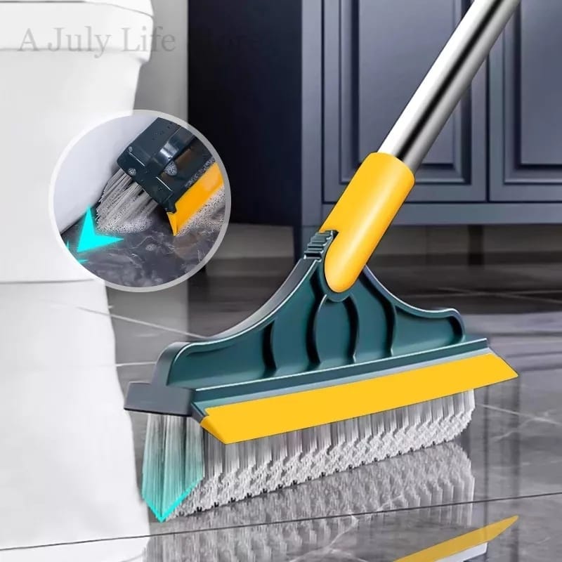 Floor Scrub Brush With Adjustable Long Handle 2 In 1 Scrape And Brush Stiff Bristle Bathroom Kitchen Floor Cleaning Brush..